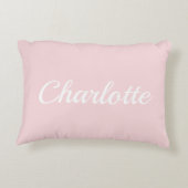 Preppy Pink Personalized Name Dorm Room Pillow アクセントクッション (裏面)