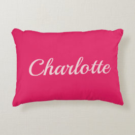 Preppy Pink Personalized Name Dorm Room Pillow アクセントクッション