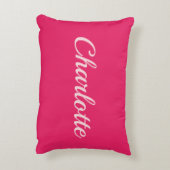 Preppy Pink Personalized Name Dorm Room Pillow アクセントクッション (裏面(縦))