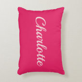 Preppy Pink Personalized Name Dorm Room Pillow アクセントクッション (正面(垂直))