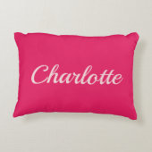 Preppy Pink Personalized Name Dorm Room Pillow アクセントクッション (裏面)