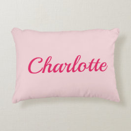 Preppy Pink Personalized Name Dorm Room Pillow アクセントクッション