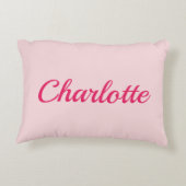 Preppy Pink Personalized Name Dorm Room Pillow アクセントクッション (裏面)