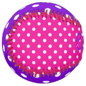 Preppy Pink Purple and White Polka Dot ソフトボール (正面左)
