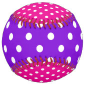 Preppy Pink Purple and White Polka Dot ソフトボール (裏面)