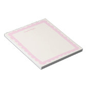 Preppy Pink Scallop Personalized Whimsical Border ノートパッド (アングル)