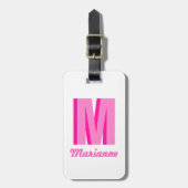 Preppy Pink Shadow Monogram Personalized Name ラゲッジタグ (正面縦)