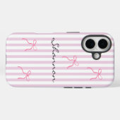 Preppy Pink Stripe and Bow Personalized Case-Mate iPhoneケース (裏面 (横))