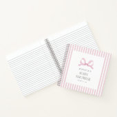 Preppy Pink Striped Bow Baby Shower Guest Book ノートブック (内部)