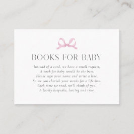 Preppy Pink Striped Bow "Books for Baby" Girl Card 名刺