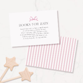 Preppy Pink Striped Bow "Books for Baby" Girl Card 名刺