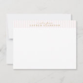 Preppy Pink Striped Personalized Note Card 案内状 (正面)