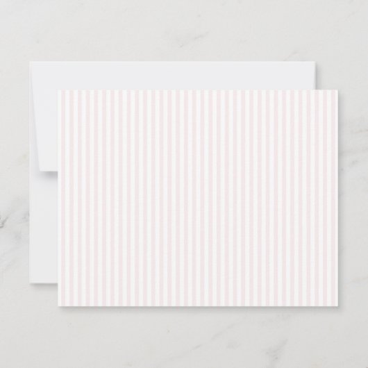 Preppy Pink Striped Personalized Note Card 案内状 (裏面)