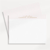 Preppy Pink Striped Personalized Note Card 案内状