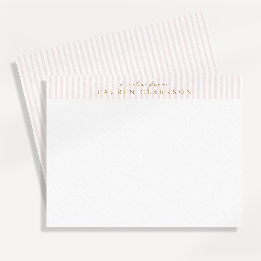 Preppy Pink Striped Personalized Note Card 案内状