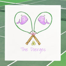 Preppy Pink Tennis Rackets with Whale Covers 