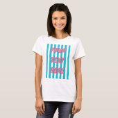 Preppy Pink Trendy Turquoise Blue Vertical Stripe  Tシャツ (正面フル)