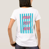 Preppy Pink Trendy Turquoise Blue Vertical Stripe  Tシャツ (裏面)