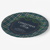 Preppy Plaid Christmas Party Green Navy Tartan   ペーパープレート (アングル)