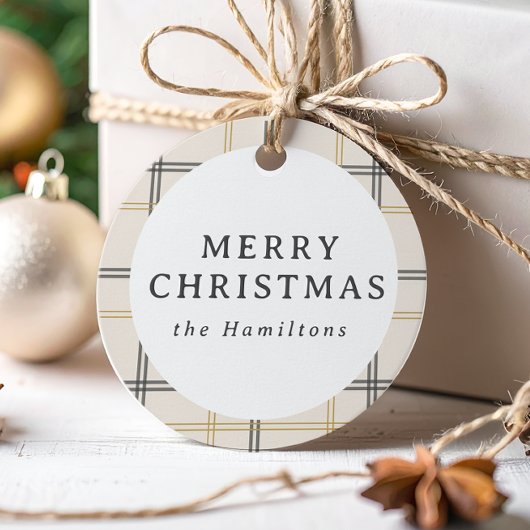 Preppy Plaid Double Stripe Christmas Gifting フェイバータグ