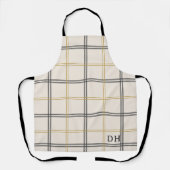 Preppy Plaid Double Stripe Initialed gift Apron エプロン (正面)
