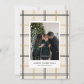 Preppy Plaid Double Stripe Window Christmas Card 招待状 (正面)
