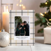 Preppy Plaid Double Stripe Window Christmas Card 招待状