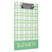 Preppy Plaid Green Lime Varsity Font School クリップボード (右)