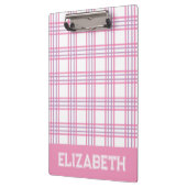 Preppy Plaid Pink Purple Varsity Font School クリップボード (左)