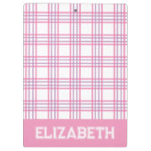 Preppy Plaid Pink Purple Varsity Font School クリップボード (裏面)