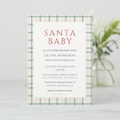 Preppy Plaid Santa Baby Shower 招待状 (スタンド正面)