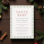 Preppy Plaid Santa Baby Shower 招待状