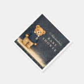 Preppy Plaid Teddy Bear Baby Shower スタンダードカクテルナプキン (角)