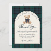 Preppy Plaid Teddy Bear Birthday Thank You Card サンキューカード (正面)