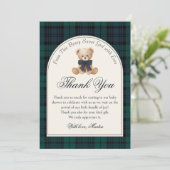 Preppy Plaid Teddy Bear Birthday Thank You Card サンキューカード (スタンド正面)