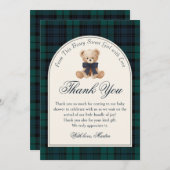 Preppy Plaid Teddy Bear Birthday Thank You Card サンキューカード (正面/裏面)