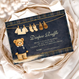 Preppy Plaid Teddy Bear Diapper Raffle エンクロージャーカード