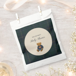 Preppy Plaid Teddy Polo Bear Baby Shower Favor Bag フェイバーバッグ