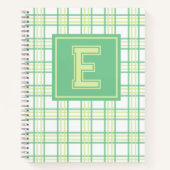 Preppy Plaid Varsity Monogram Green Lime ノートブック (正面)