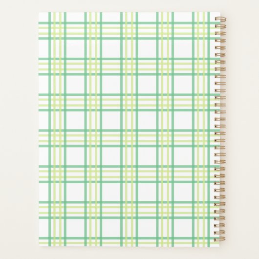 Preppy Plaid Varsity Monogram Green Lime プランナー手帳 (裏面)