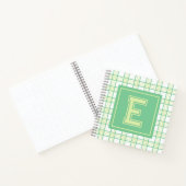 Preppy Plaid Varsity Monogram Green Lime Square ノートブック (内部)