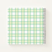 Preppy Plaid Varsity Monogram Green Lime Square ノートブック (裏面)