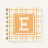Preppy Plaid Varsity Monogram Orange Yellow Square ノートブック (正面)