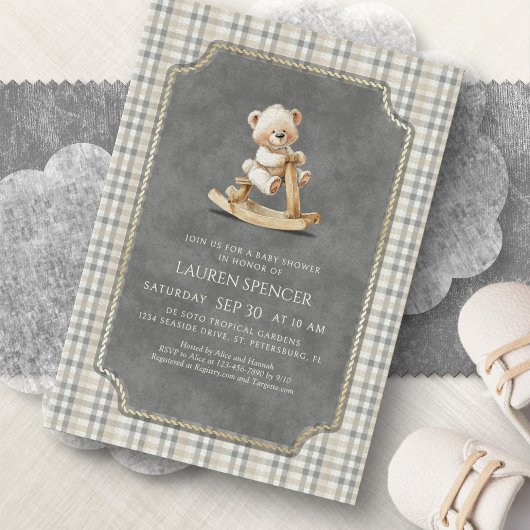 Preppy Polo Bear Baby Shower 招待状