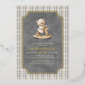Preppy Polo Bear Baby Shower 箔招待状 (正面)