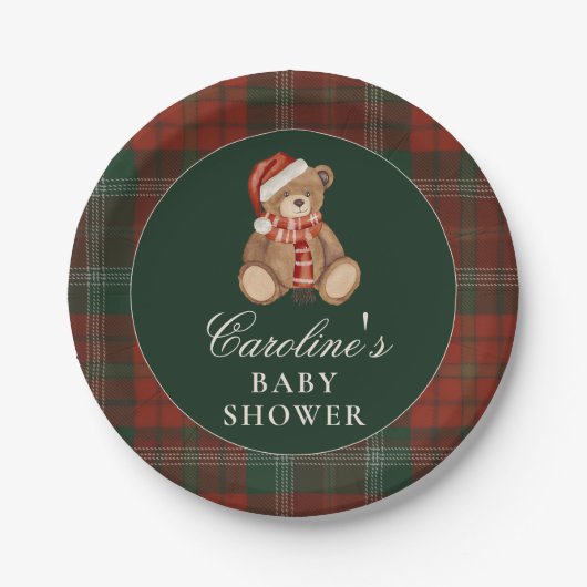 Preppy Polo Bear Baby Shower Paper Plates ペーパープレート (正面)