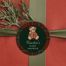 Preppy Polo Bear Baby Shower Sticker ラウンドシール