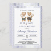 Preppy Polo Bear Lauren or Ralph Gender Reveal  招待状 (正面/裏面)