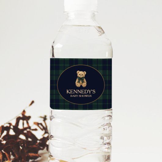 Preppy Polo Teddy Bear Baby Shower ペットボトルラベル