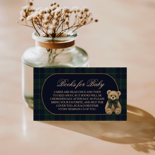 Preppy Polo Teddy Bear Baby Shower Books for Baby エンクロージャーカード